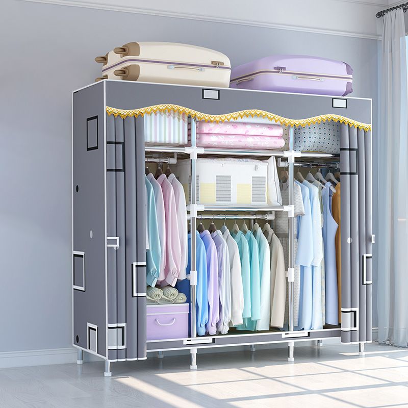 Modern Style Wardrobe Metal Bedroom Wardrobe Closet with Cloth Rod Clearhalo 'Armoires & Wardrobes' 'armoires_wardrobes' 'Bedroom Furniture' 'furn' 'furn_armoires_wardrobes' 'Furniture' 1200x1200_9ed1ee29-4693-4bd6-841e-4eeaea4182ab