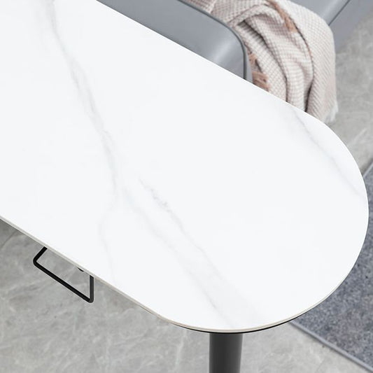 Glam Iron Bar Table Faux Marble White Top 41.3"H Bistro Table with Wine Rack Clearhalo 'Bar Furniture' 'Bar Tables' 'bar_tables' 'furn' 'furn_bar_tables' 'Furniture' 'furniture_bar_tables' 'Kitchen & Dining Furniture' 1200x1200_9ed2817f-8c18-45ef-aa86-fb4fa79d979c