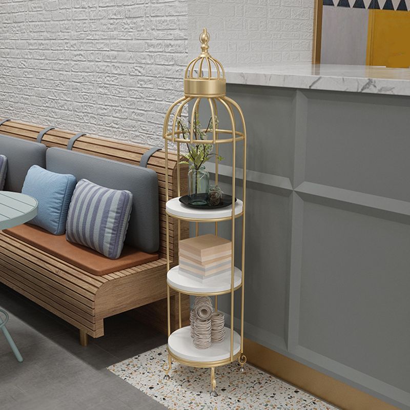 Scaffali di libreria verticale in metallo in metallo glam