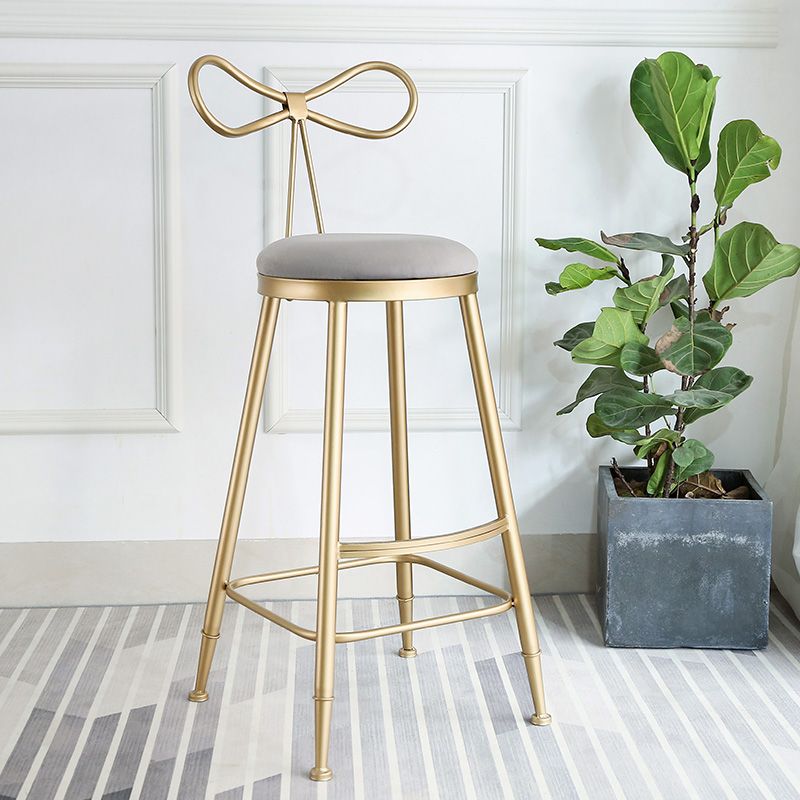 Upholstered Counter Stool Glam Style Round Low Back Bar Stool with Gold Frame Clearhalo 'Bar Furniture' 'Bar Stools' 'bar_stools' 'furn' 'furn_bar_stools' 'Furniture' 'Kitchen & Dining Furniture' 1200x1200_9ed8055b-afad-47bd-9ee9-846144382fd8