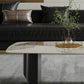 16.53" Tall Slate Top Coffee Table Stainless Steel Base Cocktail Table