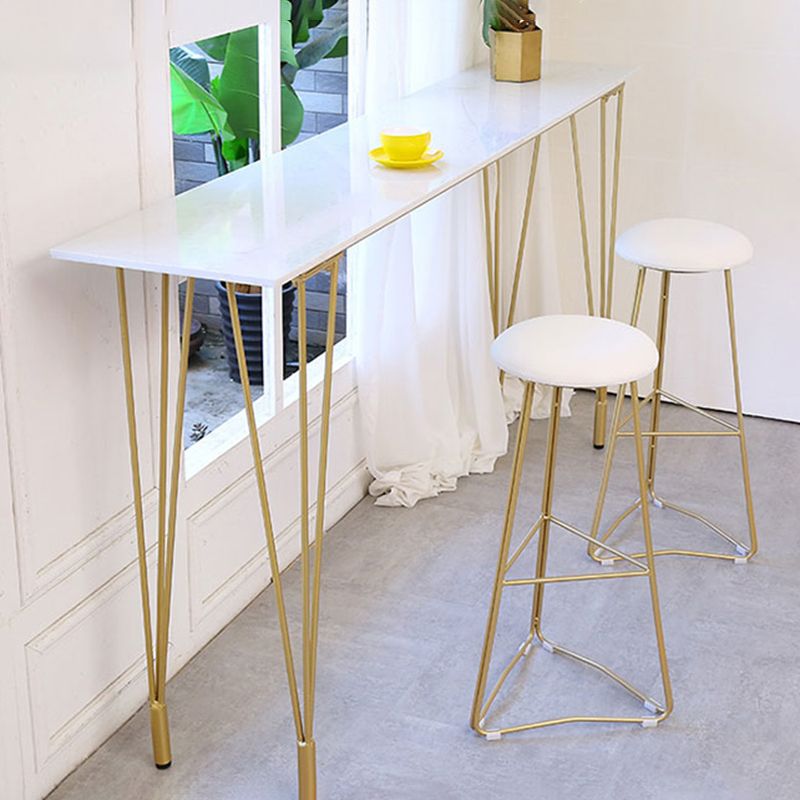 Glam Style Rectangle Bar Table White Colour Bar Dining Table with 4 Legs Clearhalo 'Bar Furniture' 'Bar Tables' 'bar_tables' 'furn' 'furn_bar_tables' 'Furniture' 'Kitchen & Dining Furniture' 1200x1200_9eda480f-48c4-411a-9cd2-5a8fb5efb5a5