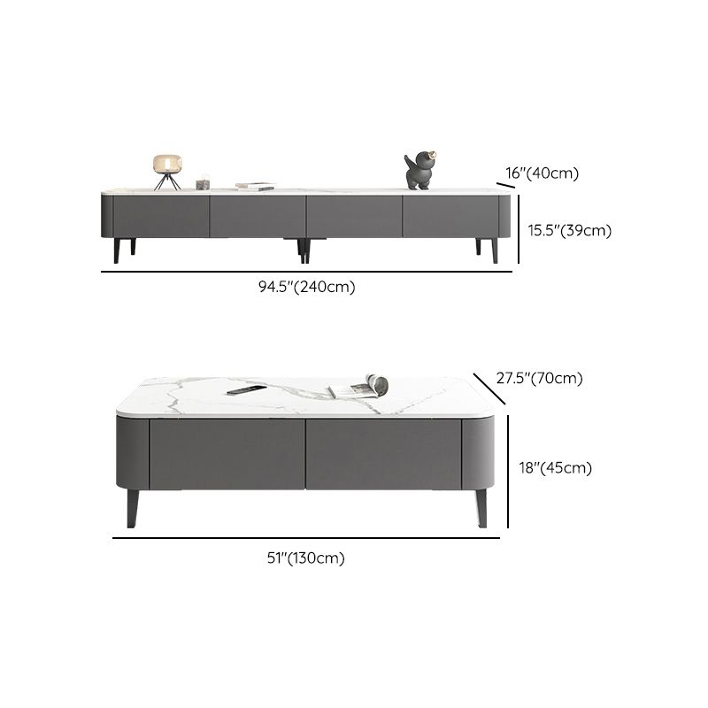 4 gambe tavolo da cocktail di caffè con cassetti di stoccaggio top rettangolo