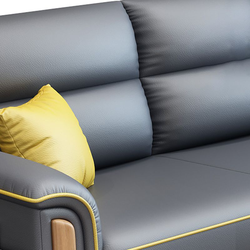 Modern Faux Leather Flared Arm Sofa with Tight Back for Living Room, Apartment Clearhalo 'furn' 'furn_sofas' 'Furniture' 'furniture_sofas' 'kitchen' 'kitchen_sofas' 'Living Room Furniture' 'Sofa' 'sofas' 1200x1200_9edca9b7-00c7-4f05-a19e-2d45bace2584