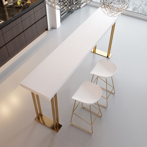 Glam Rectangle Bar Table Indoor Gold Iron Bar Dining Table with Sled Pedestal, Only Table Clearhalo 'Bar Furniture' 'Bar Tables' 'bar_tables' 'furn' 'furn_bar_tables' 'Furniture' 'furniture_bar_tables' 'Kitchen & Dining Furniture' 'kitchen&dining_furn' 'kitchen' 1200x1200_9edcc716-5af8-4911-82f5-ec5aad0b76cb