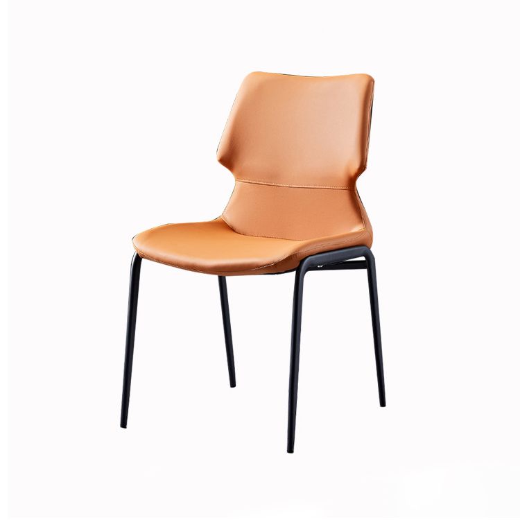 Contemporary Style Leather Dining Chairs Kitchen Armless Chairs with Metal Legs Clearhalo ' kitchen&dining_furn' 'Dining Chairs' 'Dining Tables & Seating' 'dining_chair' 'furn' 'furn_dining_chair' 'Furniture' 'furniture_dining_chair' 'Kitchen & Dining Furniture' 'kitchen' 1200x1200_9edd5351-de09-4f4f-a57d-a20cc15ff86f