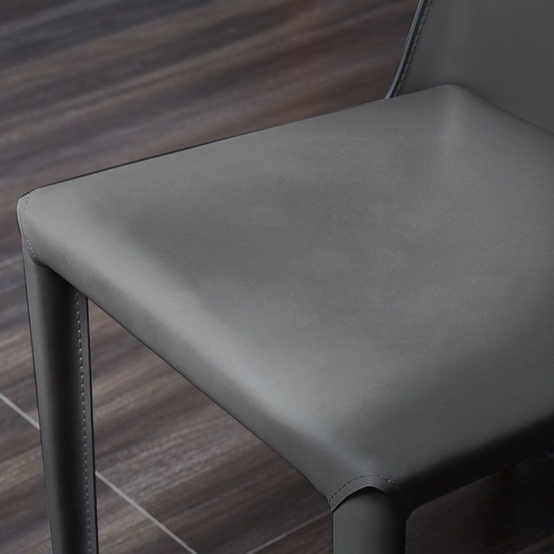 Contemporary Solid Back Armless Side Chairs Leather Dining Chairs for Kitchen Clearhalo ' kitchen&dining_furn' 'Dining Chairs' 'Dining Tables & Seating' 'dining_chair' 'furn' 'furn_dining_chair' 'Furniture' 'furniture_dining_chair' 'Kitchen & Dining Furniture' 'kitchen' 1200x1200_9eddf6c6-0afb-4f63-a753-b52837341884