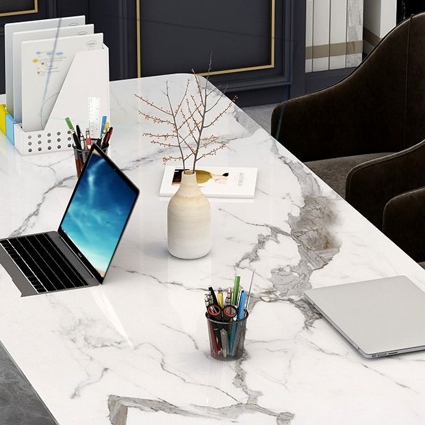Glam Style Office Desk Meeting White Writing Desk for Study Room and Office Clearhalo 'furn' 'furn_office_desk' 'Furniture' 'Office Desks' 'Office Furniture' 'office_desk' 1200x1200_9ee1bada-7599-4c61-8562-21f2eb5b9ed4