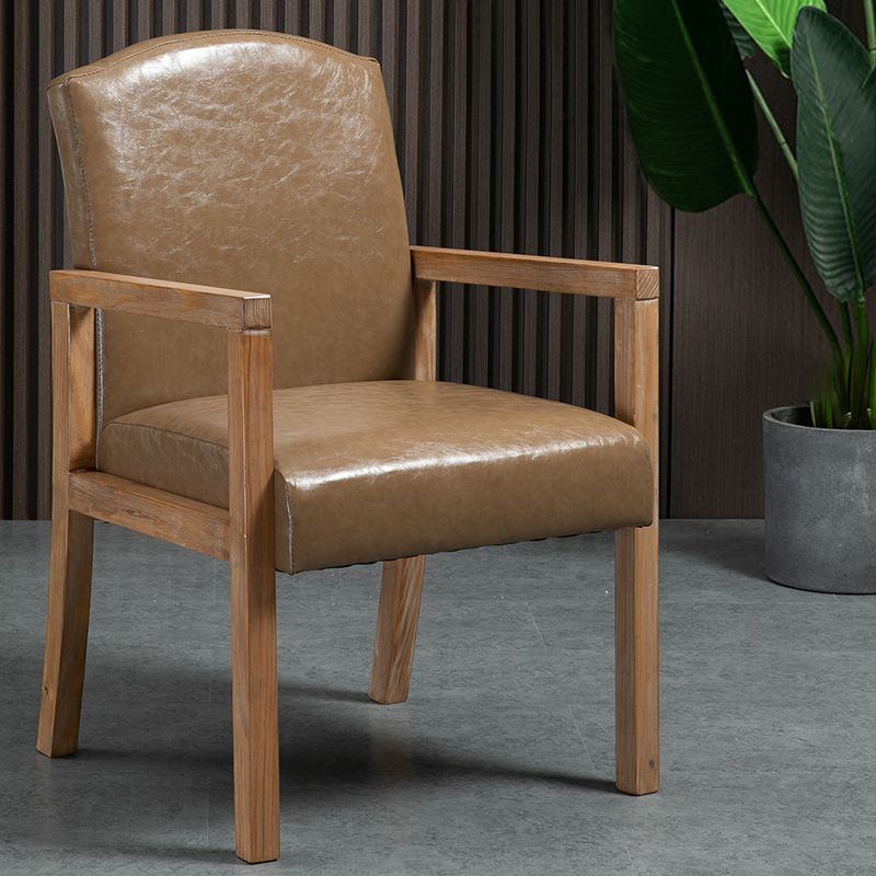 Contemporary Dining Arm Chair Matte Finish Solid Wood Parsons Chair with 4 Legs Clearhalo ' kitchen&dining_furn' 'Dining Chairs' 'Dining Tables & Seating' 'dining_chair' 'furn' 'furn_dining_chair' 'Furniture' 'furniture_dining_chair' 'Kitchen & Dining Furniture' 'kitchen' 1200x1200_9ee1cef8-a4ef-42ec-8d5a-59156925a4be