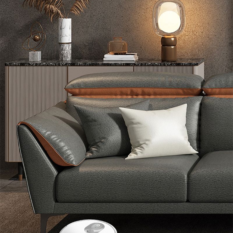 Sectionnel contemporain en faux cuir avec oreiller pour 4 personnes