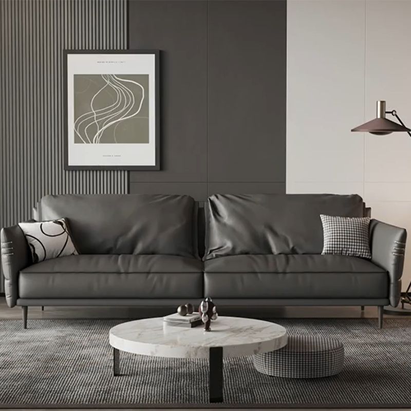 Panchina del divano resistente al braccio quadrato contemporaneo in pelle con cuscini