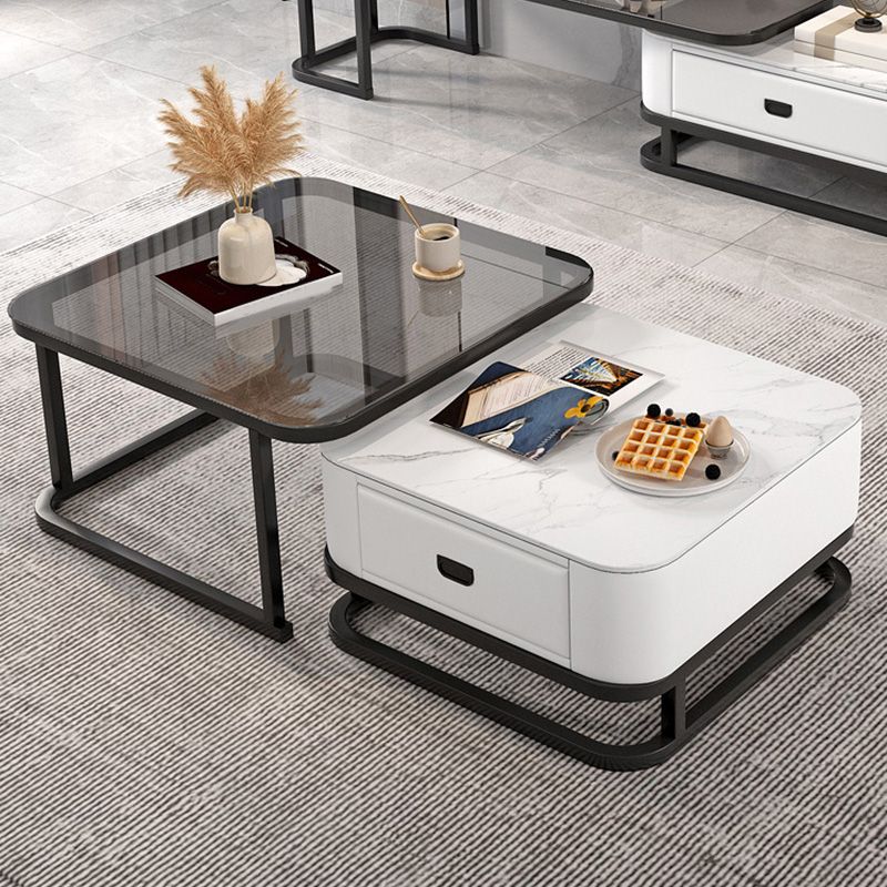 Frame Coffee Table Modern Slate Cocktail Table with Storage Drawers Clearhalo 'Coffee & Accent Tables' 'Coffee Tables' 'coffee_tables' 'furn' 'furn_coffee_tables' 'Furniture' 'Living Room Furniture' 1200x1200_9ee3c138-d0ef-4403-b897-08095b22eeb5