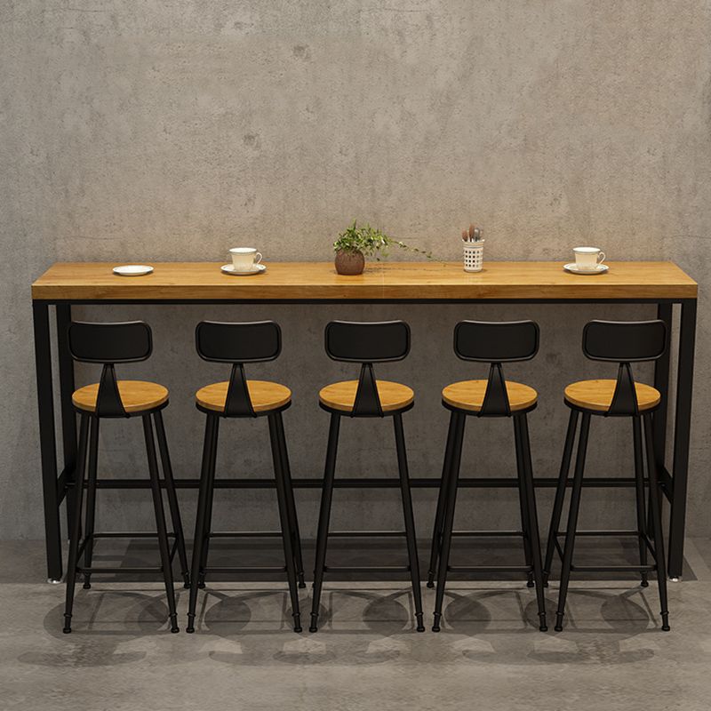 Wood Top Bar-height Table Black Legs and Metal Base Bar Table for Living Room Clearhalo 'Bar Furniture' 'Bar Tables' 'bar_tables' 'furn' 'furn_bar_tables' 'Furniture' 'Kitchen & Dining Furniture' 1200x1200_9ee6243a-a034-4b6e-b490-889282362b90