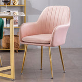 Nordic Glam Style Dining Chair Arm Side Chair with Metal Legs Clearhalo 'Dining Chairs' 'Dining Tables & Seating' 'dining_chair' 'Furniture' 'furniture_dining_chair' 'Kitchen & Dining Furniture' 1200x1200_9ee65ee0-c778-40b8-88d8-544605685050