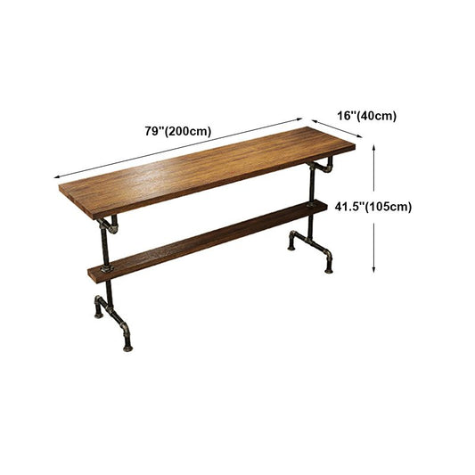 Industrial Wood Counter Table with Rectangle Table Top Black Trestle Table - 42" H Clearhalo 'Bar Furniture' 'Bar Tables' 'bar_tables' 'furn' 'furn_bar_tables' 'Furniture' 'furniture_bar_tables' 'Kitchen & Dining Furniture' 1200x1200_9ee7e473-5ad7-49fb-96d2-5c7a8a8edbdd
