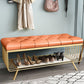 17.7 Inch High Glam Metal Seating Bench Tufted Entryway Bench Clearhalo 'Benches' 'Chairs & Seating' 'furn' 'furn_benches' 'Furniture' 'Living Room Furniture' 1200x1200_9ee90a13-8dd5-4ebe-b15e-85307007924f