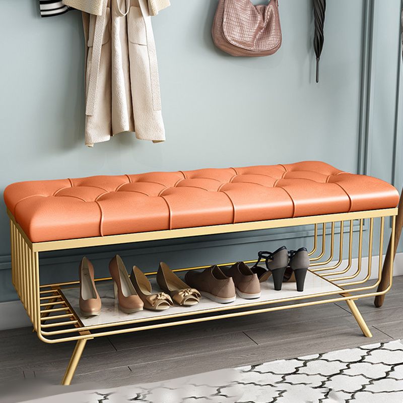 17.7 Inch High Glam Metal Seating Bench Tufted Entryway Bench Clearhalo 'Benches' 'Chairs & Seating' 'furn' 'furn_benches' 'Furniture' 'Living Room Furniture' 1200x1200_9ee90a13-8dd5-4ebe-b15e-85307007924f