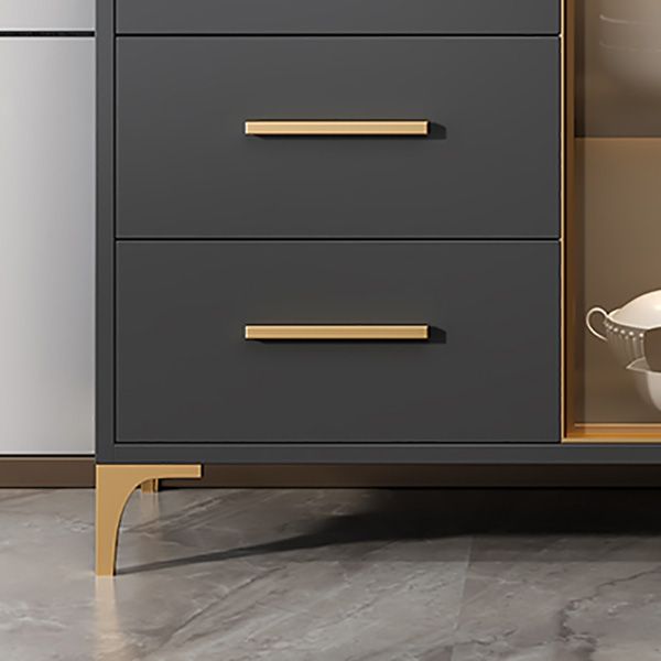 Portes en verre du buffet de style glamour Poard de latéraux avec armoires et tiroirs sans lumière