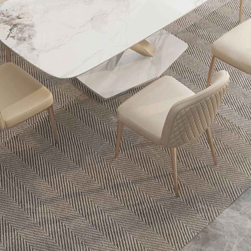 Mesa de pedestal rectangular mesa de comedor moderna con base de acero inoxidable