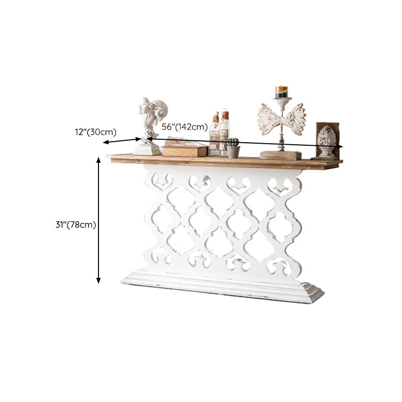 棚付きの木製フランスのカントリーコンソールテーブル苦しめられたアクセントテーブル