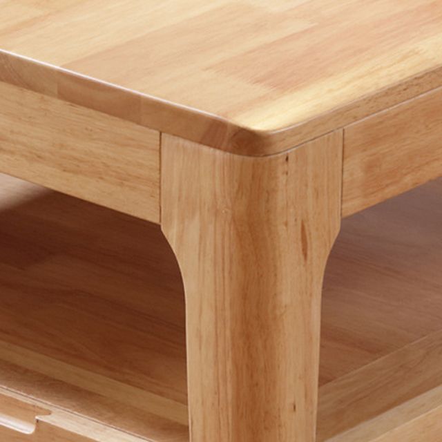 Solid Wood Square Top Side Table 17.7" Tall 4 Legs End Table with Drawer