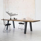 Table en métal et bois Table à manger rectangulaire de style moderne du milieu du siècle