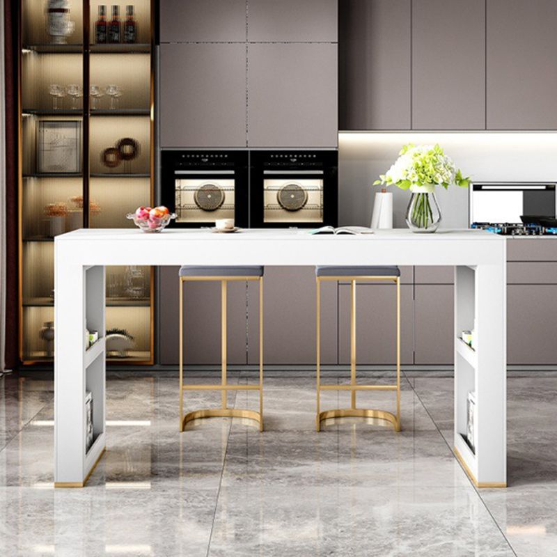 Tavolo da pranzo a barre di rettangolo bianco con base a slitta