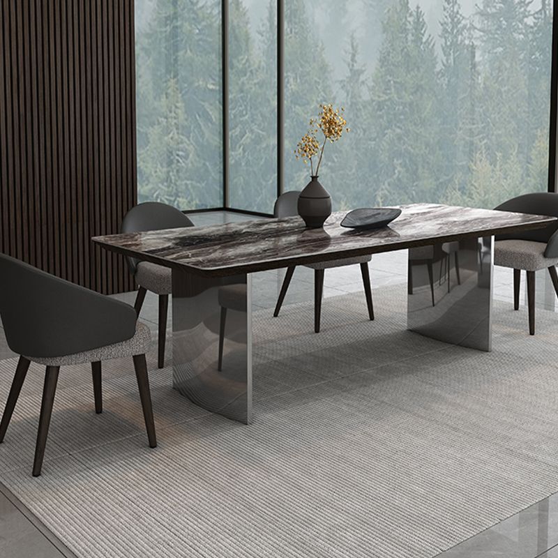 Glam Dinette Set voor eetkamer 1/4/5/7 pc's glanzende grijze eettafel set