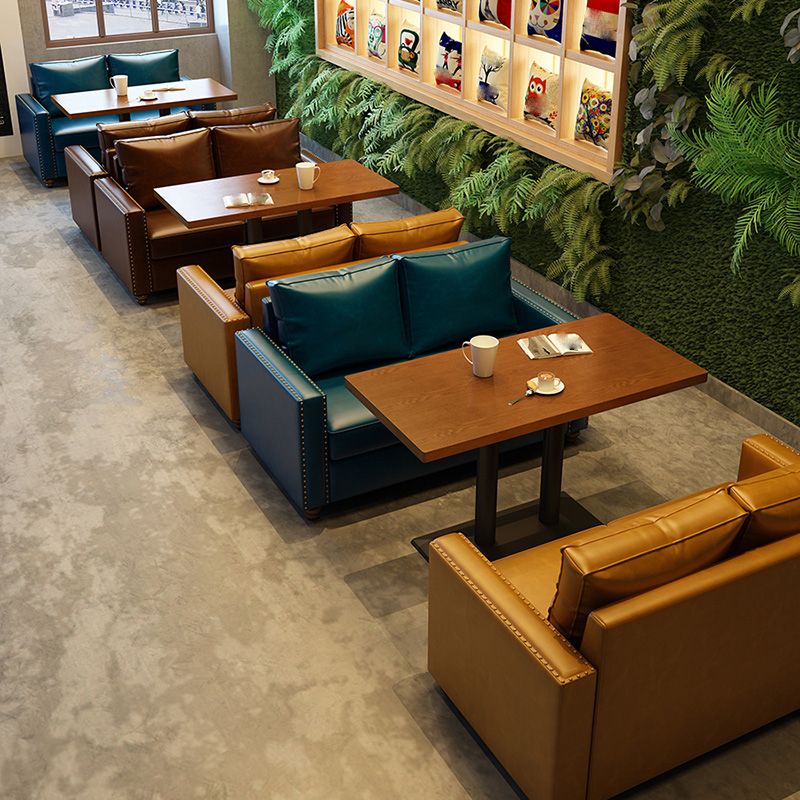 Mid Century Modern Leather Sofa 31.5"High Rolled Arm Sofa for Cafe Clearhalo 'furn' 'furn_sofas' 'Furniture' 'furniture_sofas' 'kitchen' 'kitchen_sofas' 'Living Room Furniture' 'Sofa' 'sofas' 1200x1200_9ef3a071-766c-49fc-86bd-28828e055c6d