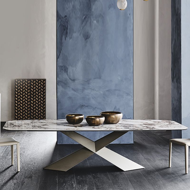 Stone Rectangle Top Dining Table Traditional Luxury Dining Table with Pedestal Base Clearhalo 'Dining Tables & Seating' 'Dining Tables' 'dining_table' 'furn' 'furn_dining_table' 'Furniture' 'furniture_dining_table' 'Kitchen & Dining Furniture' 1200x1200_9ef3b6b1-06be-48d9-b2fa-72abd695f1be