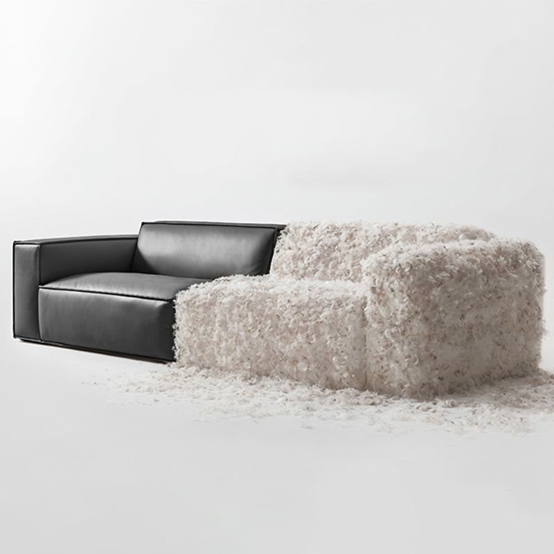 Servels per braccio quadrato moderno, divano sezionale in pelle genuina