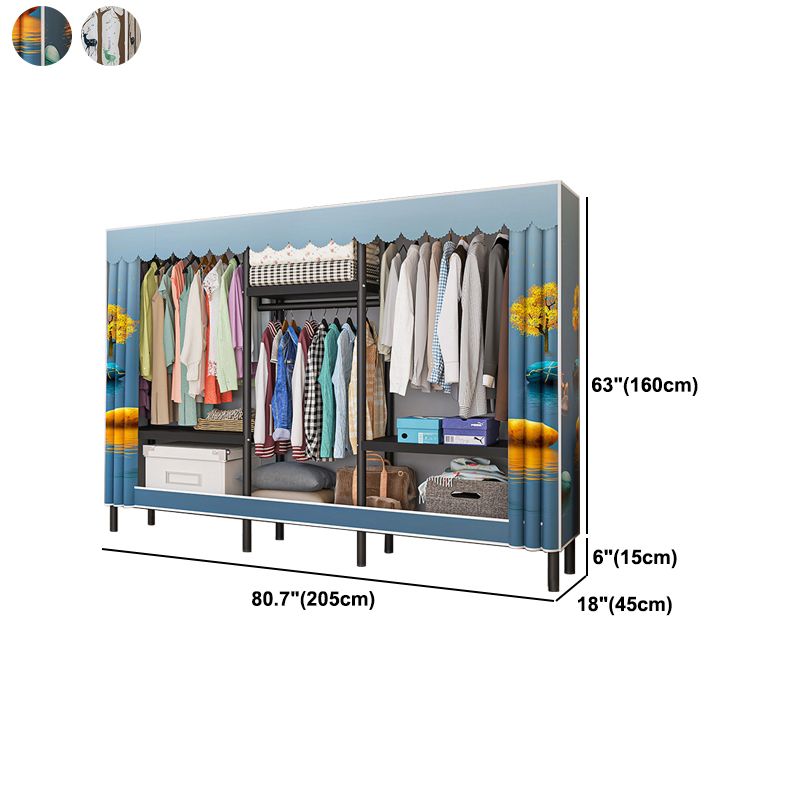 Contemporary Bedroom Wardrobe Metal Wardrobe Closet with Shelves Clearhalo 'Armoires & Wardrobes' 'armoires_wardrobes' 'Bedroom Furniture' 'furn' 'furn_armoires_wardrobes' 'Furniture' 1200x1200_9ef466c7-61c2-4f67-9ebd-126dd6116f6c