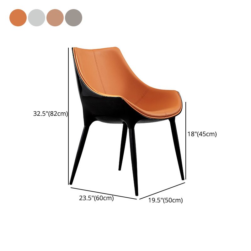 Contemporary Sloped Arm Chair Leather Curved Parsons Arm Chair for Brasserie Clearhalo ' kitchen&dining_furn' 'Dining Chairs' 'Dining Tables & Seating' 'dining_chair' 'furn' 'furn_dining_chair' 'Furniture' 'furniture_dining_chair' 'Kitchen & Dining Furniture' 'kitchen' 1200x1200_9ef57fb4-2011-4ffc-a8dd-af87a3e64f3b