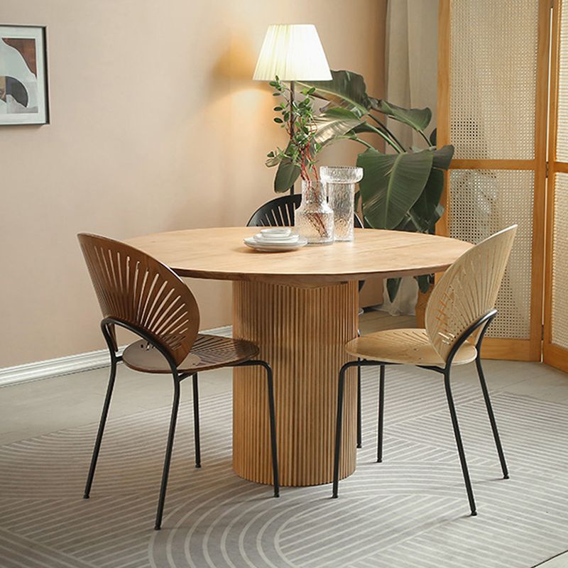 Mesa de comedor contemporánea de madera maciza, mesa de comedor redonda para comedor