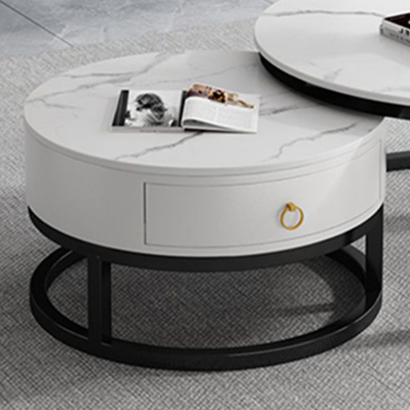 Oval White Coffee Table 2 Legs Slate Coffee Table with Metal Legs Clearhalo 'Coffee & Accent Tables' 'Coffee Tables' 'coffee_tables' 'furn' 'furn_coffee_tables' 'Furniture' 'Living Room Furniture' 1200x1200_9ef8c057-8b0f-4311-a5c3-a868cd43cdfc