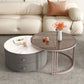 Round Frame Glam Coffee Table Set Slate Nesting Coffee Table Set