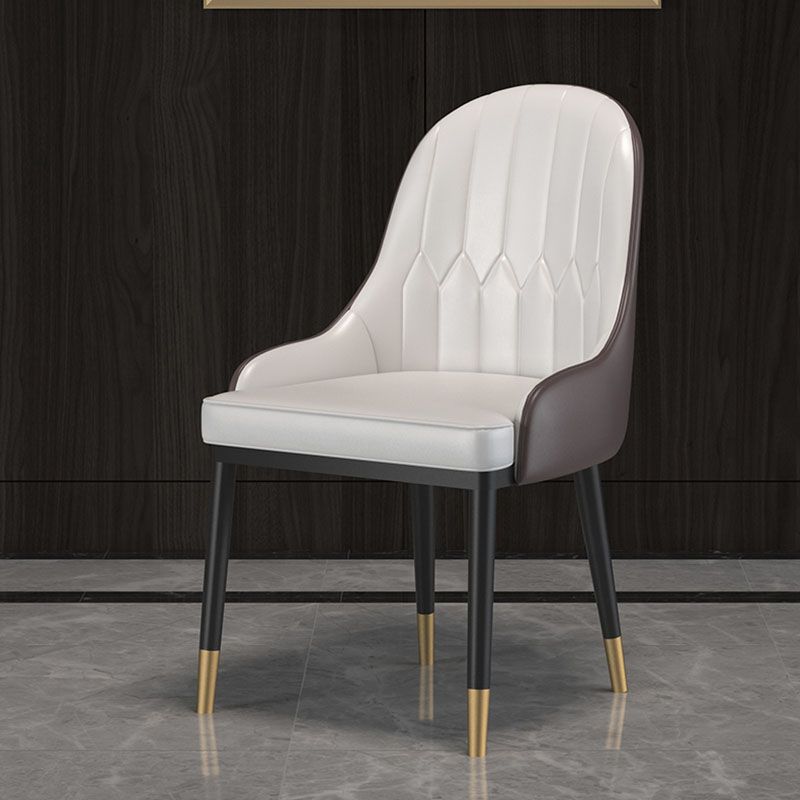 Sillas de comedor de cuero brazo escandinavo sólido sillón de comedor de espalda