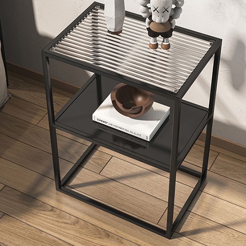 Mesa de deslizamiento del extremo de marco mesa de esquina de doble nivel rectangular con almacenamiento