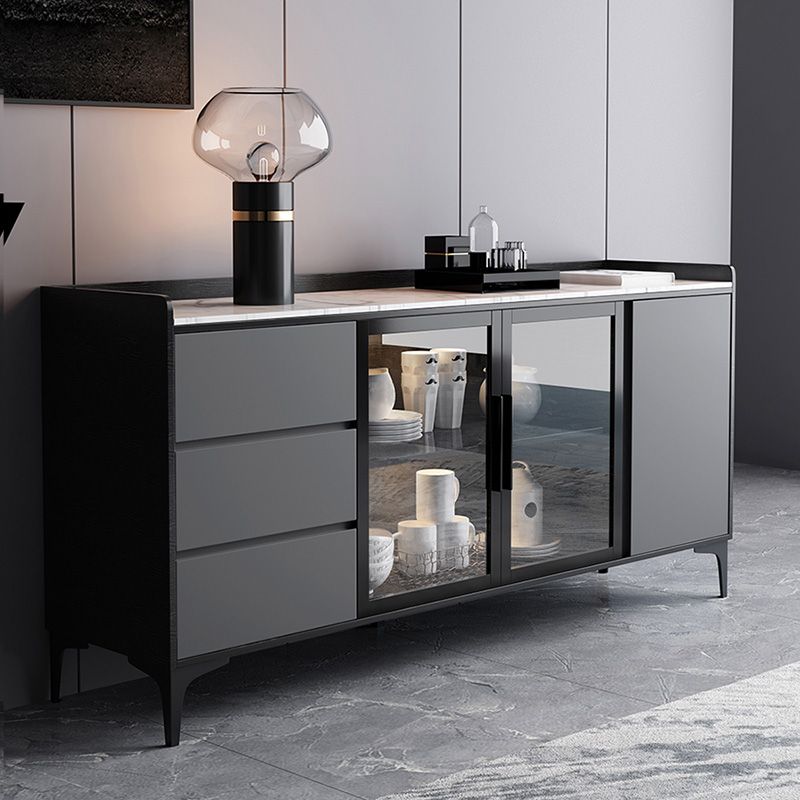 Weiß gesinterte Stein -Top -Server Glamstil Buffet Sideboard für Wohnzimmer