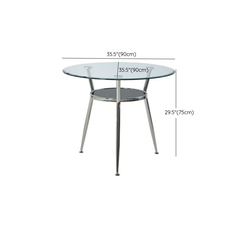 4ピースモダンな丸い焼きガラストップダイニングセット