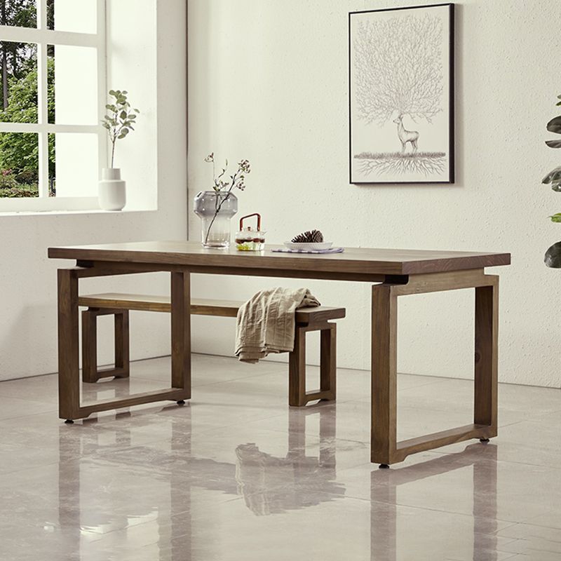 Modern 1/2/3/5 Pieces Dining Set Rectangle Double Pedestal Dinette Set in Natural Clearhalo 'Dining Room Sets' 'Dining Tables & Seating' 'dining_room_set' 'furn' 'furn_dining_room_set' 'Furniture' 'Kitchen & Dining Furniture' 1200x1200_9efde910-f987-4a70-858f-c5f633d20b11