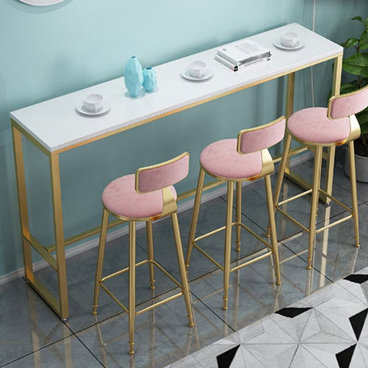 Glam 1/4 Pieces Bar Table Set Rectangle Stone Counter Table with High Stools for Kitchen