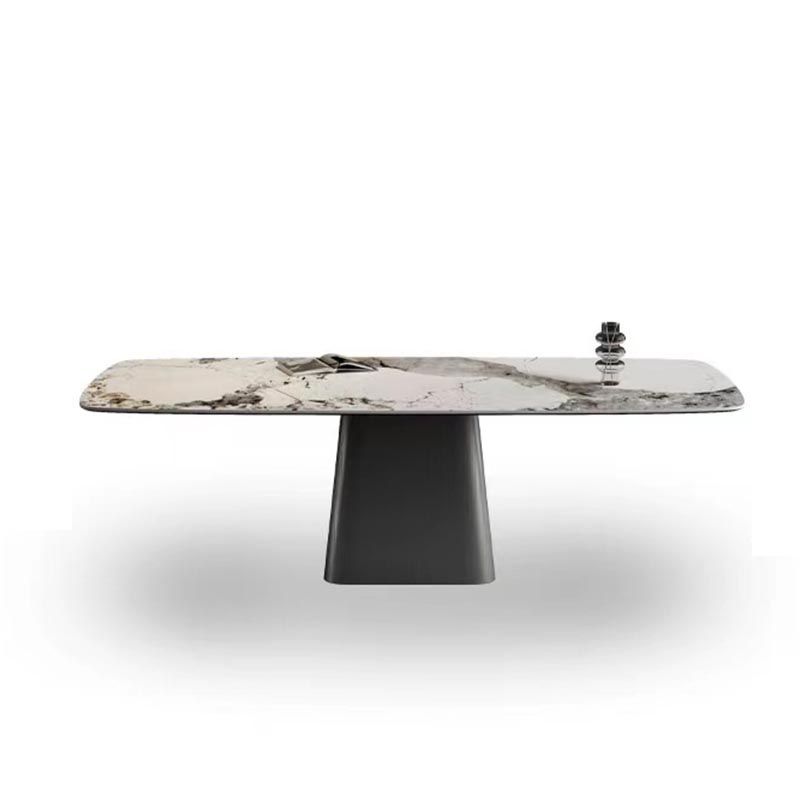 Stone Top Dining Table Contemporary Rectangle Table with Pedestal Base Clearhalo 'Dining Tables & Seating' 'Dining Tables' 'dining_table' 'furn' 'furn_dining_table' 'Furniture' 'furniture_dining_table' 'Kitchen & Dining Furniture' 'kitchen' 'kitchen_dining_table' 1200x1200_9f00863a-6978-4279-b01a-051d24da2e59