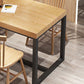 Natural Finish Rectangle Dining Table Industrial Dinette Table with Metal Frame