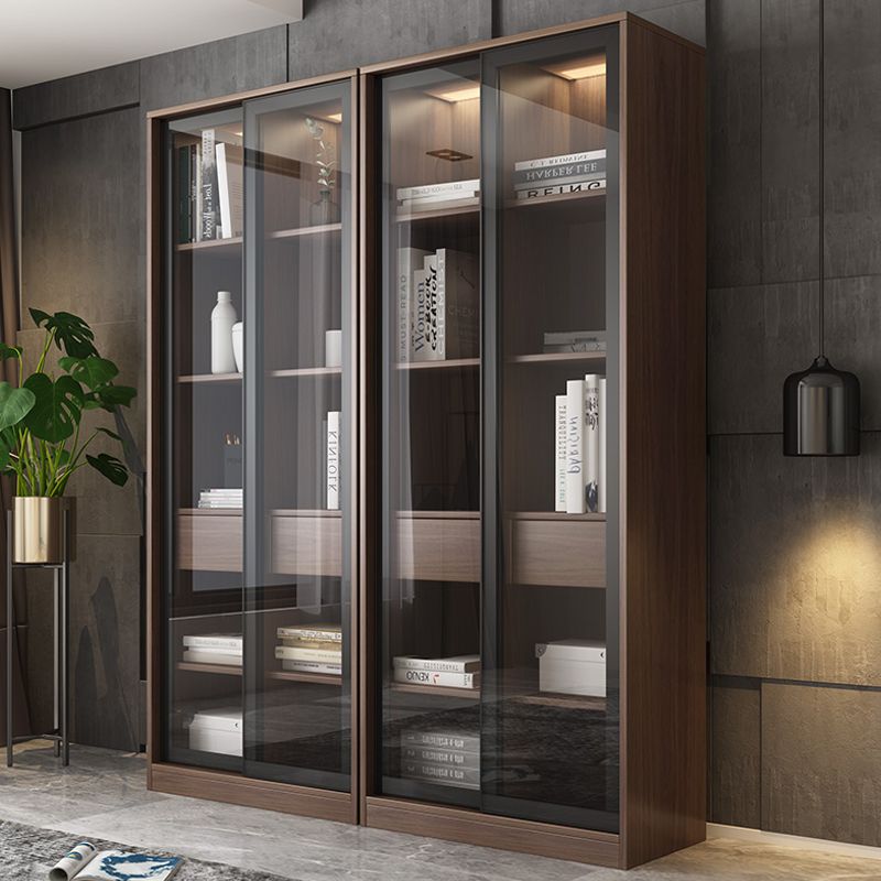 現代のフェイクウッドディスプレイキャビネットスライドドアリビングルーム用の収納キャビネット