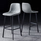 Contemporary Metal Barstool Low Back Turantable Faux Leather Cushion Footrest Stool