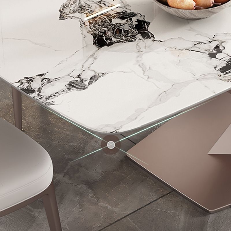 Modern Rectangular Table Sintered Stone Dining Table with 4 Legs for Home Clearhalo 'Dining Tables & Seating' 'Dining Tables' 'dining_table' 'furn' 'furn_dining_table' 'Furniture' 'Kitchen & Dining Furniture' 1200x1200_9f04762a-3c09-4c64-a87b-ae3da3b5ca81