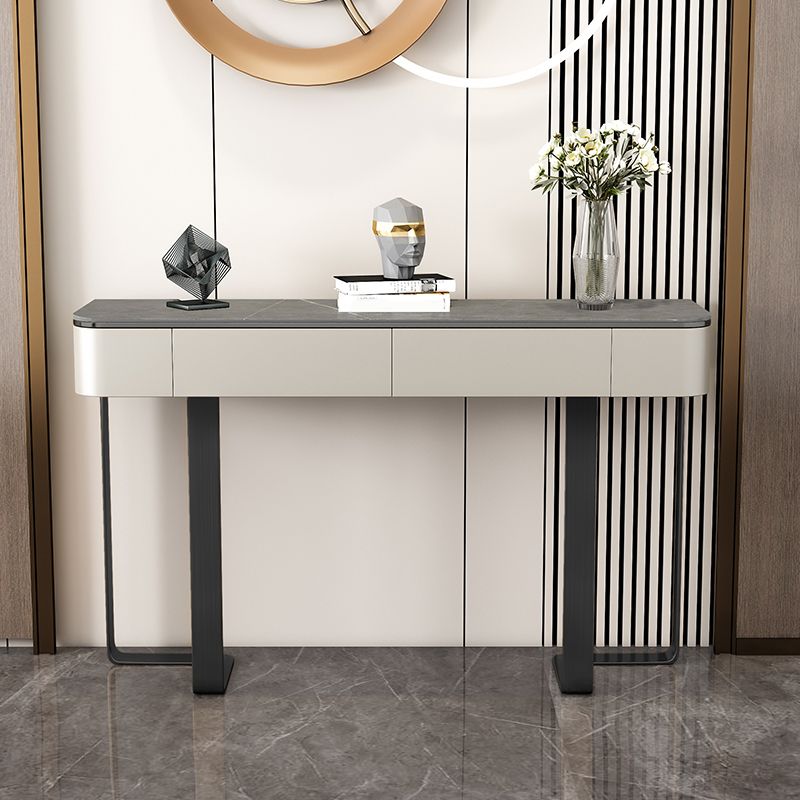 2 cassetti Tavolo della console Tavolo di accento di pietra moderna per Hall, 33,46 "di altezza