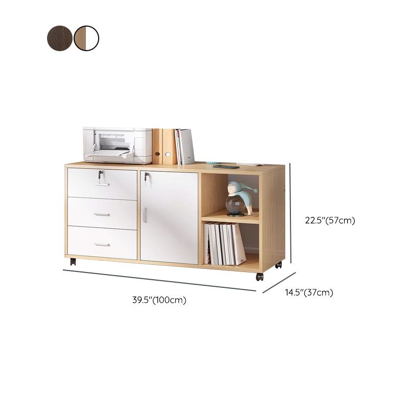 Traditional Cabinet Wood Drawers Storage Shelves Filing Cabinet with Wheels Clearhalo 'Filing Cabinets' 'filling_cabinets' 'furn' 'furn_filling_cabinets' 'Furniture' 'Office Furniture' 1200x1200_9f0bf38b-5668-4bd5-ad22-c721bfdac81f
