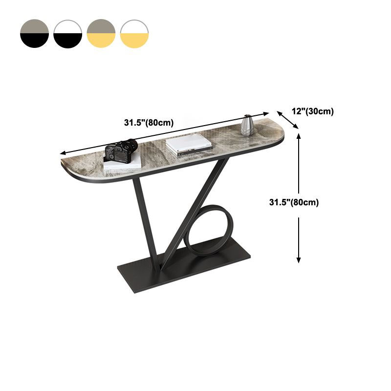 Tavolo da console in pietra mezzi luna 12 "W tavolo accento resistente alla macchia glam per Hall